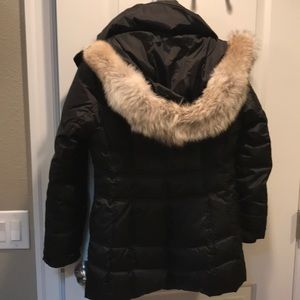 Andrew Marc black down coat with real fur hood